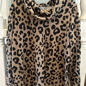 Leopard Print Cowl Neck Sweater